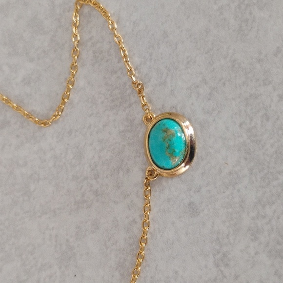 Genuine Turquoise On Gold Over Sterling Silver Necklace - Picture 11 of 11